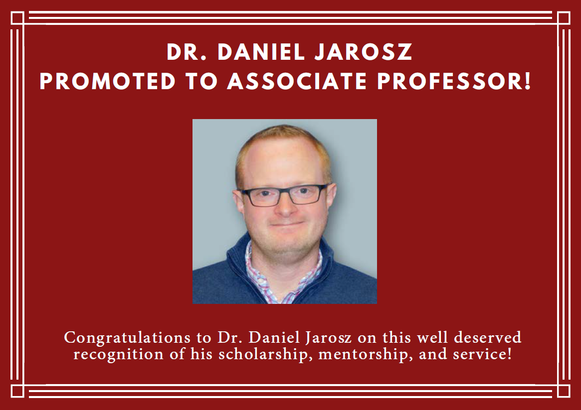 Dr. Daniel Jarosz promoted to Associate Professor