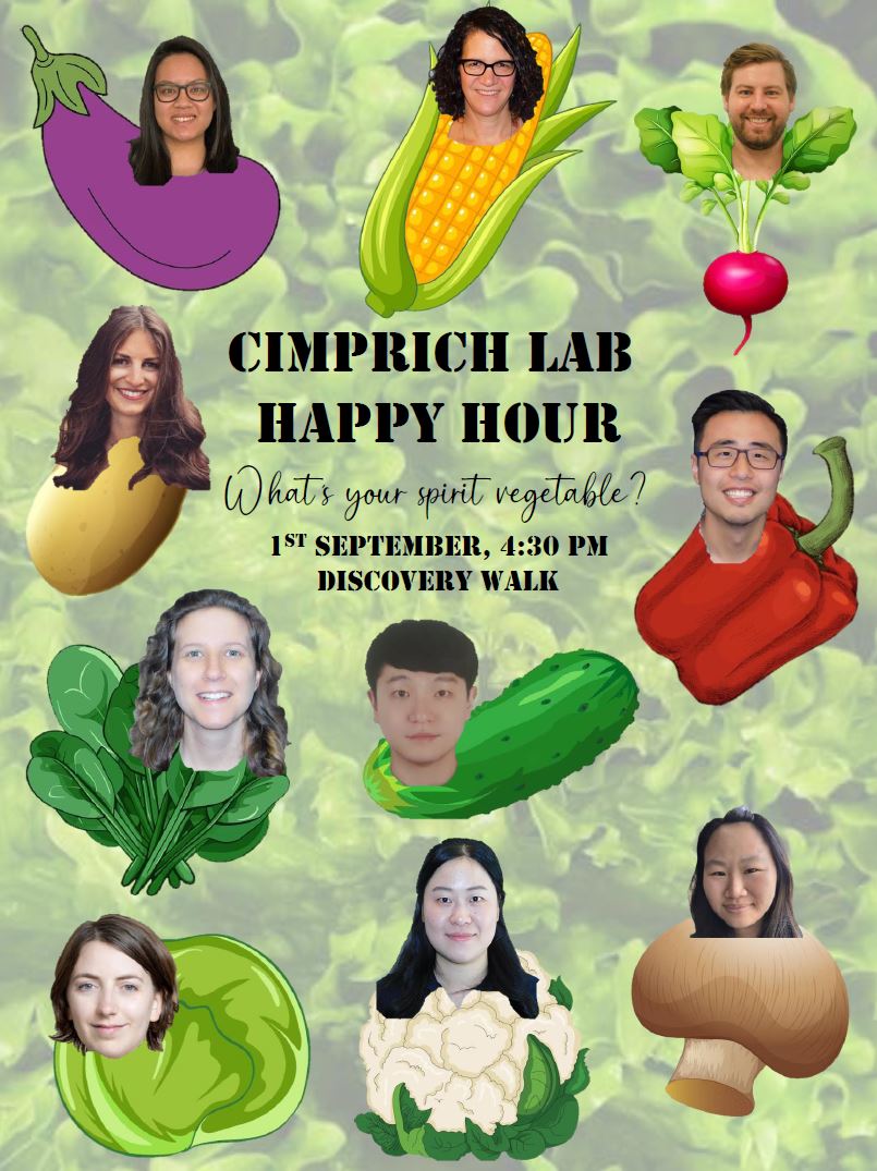 JOIN US! CSB Cimprich Lab Happy Hour! Friday, September 1st, 2023, 4:30pm, Discovery Walk!