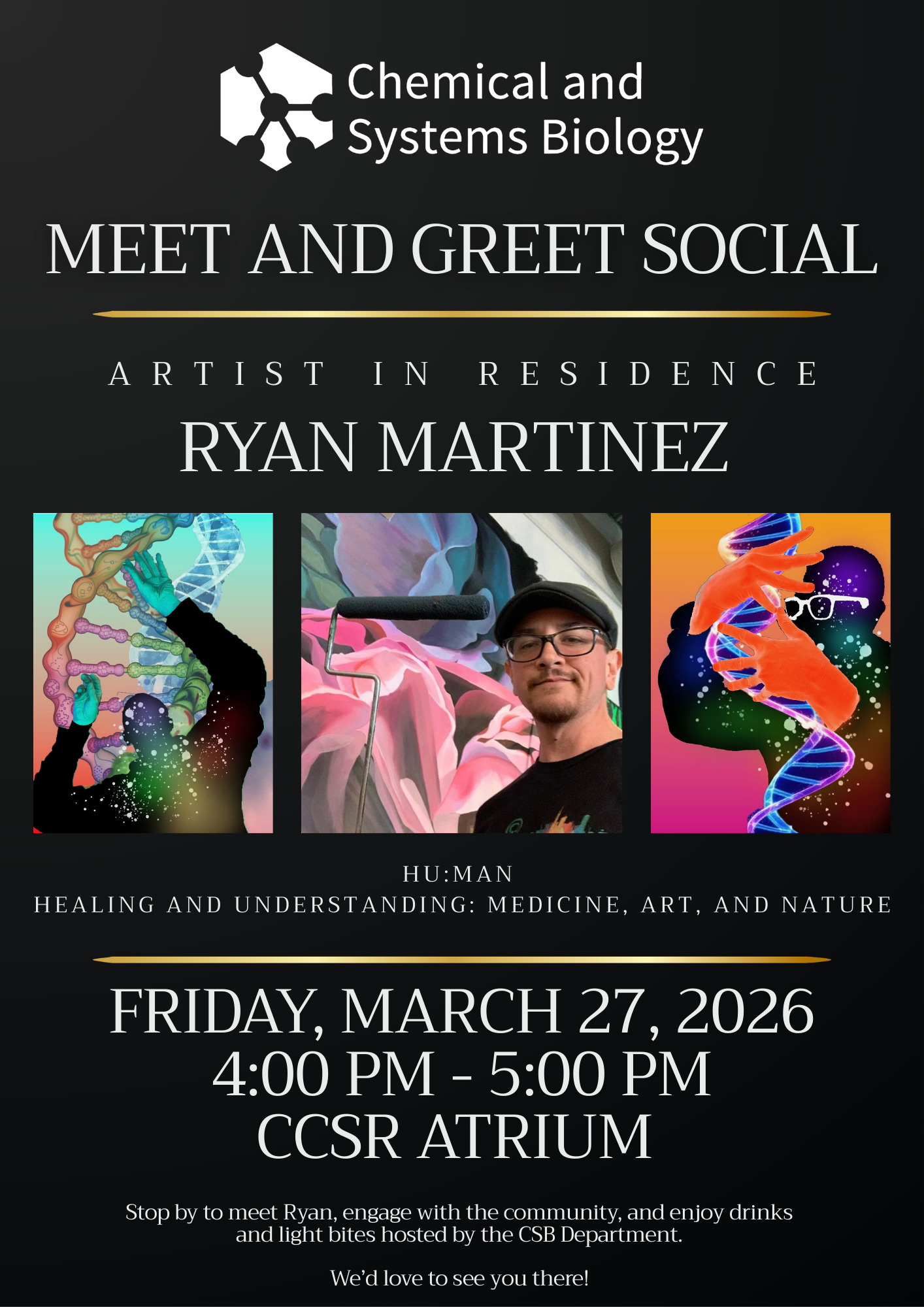 Meet-and-Greet Social Event with Artist-in-Residence, Ryan Martinez, Friday, March 27!