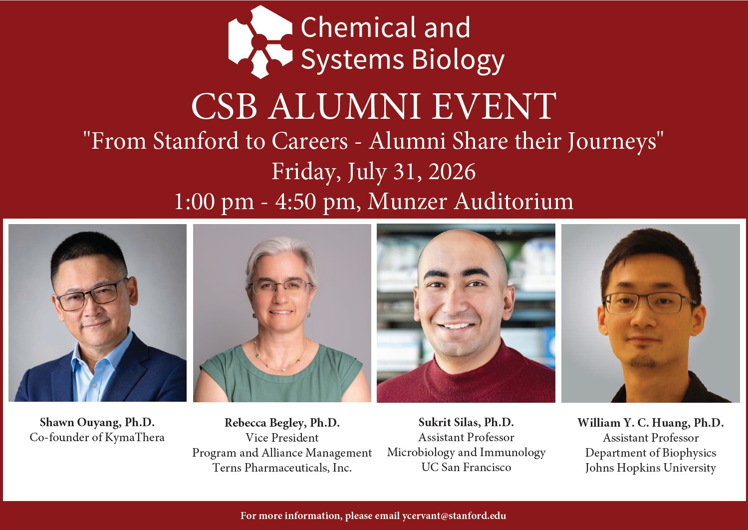 JOIN US! CSB Alumni Event: “From Stanford to Careers – Alumni Share Their Journeys”, Friday, July 31, 2026, 1:00 pm, Munzer!