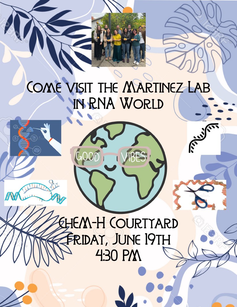 Join Us! Martinez Lab Happy Hour, Friday, June 19, 2026, 4:30 pm, ChEM-H Courtyard!